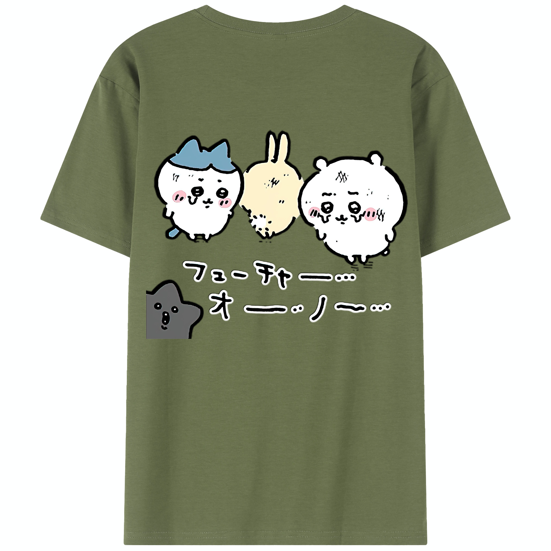 （画像用） ちいかわ ハチワレ Chii-kawa hachiware 綿100％半袖Tシャツ（背面プリント）